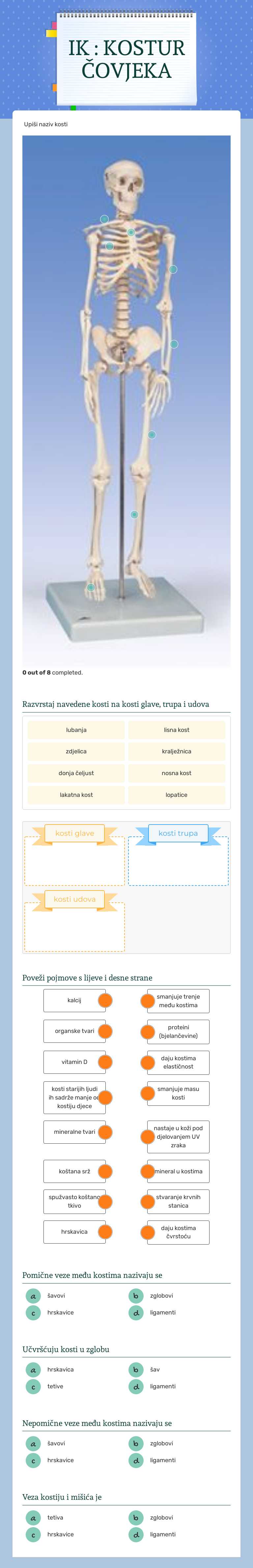 IK : KOSTUR ČOVJEKA worksheet preview image