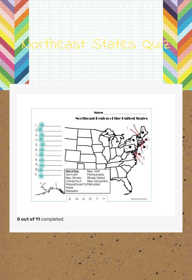 Northeast States Quiz worksheet preview image