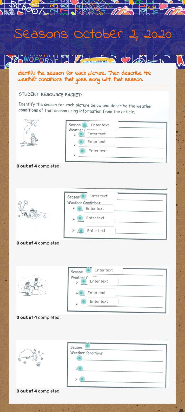 Seasons 
October 2, 2020 worksheet preview image