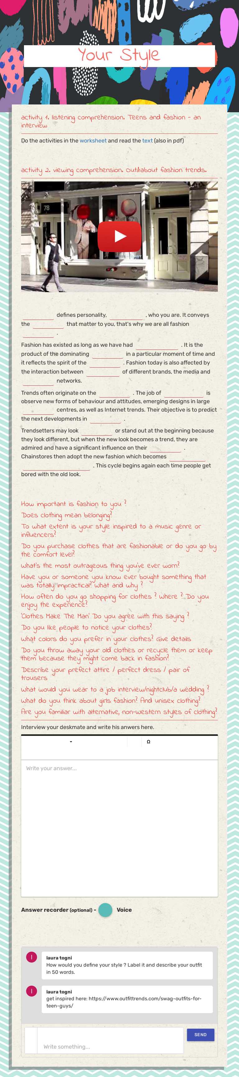 Your Style worksheet preview image