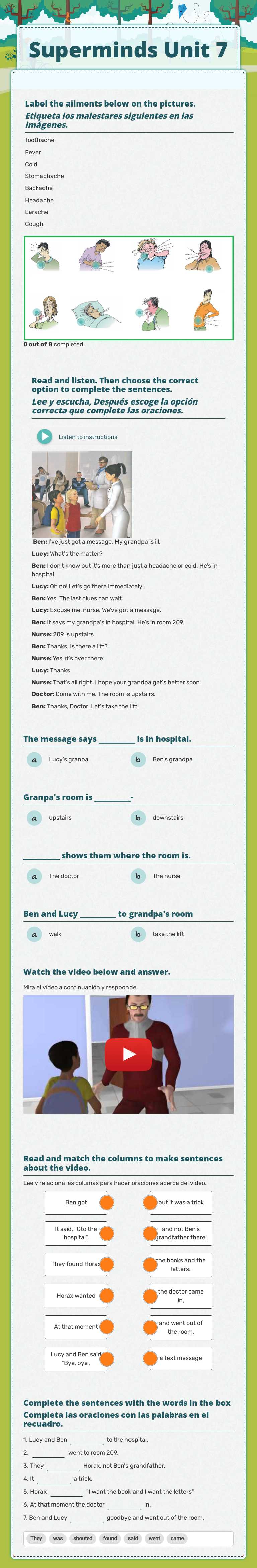 Superminds Unit 7 worksheet preview image