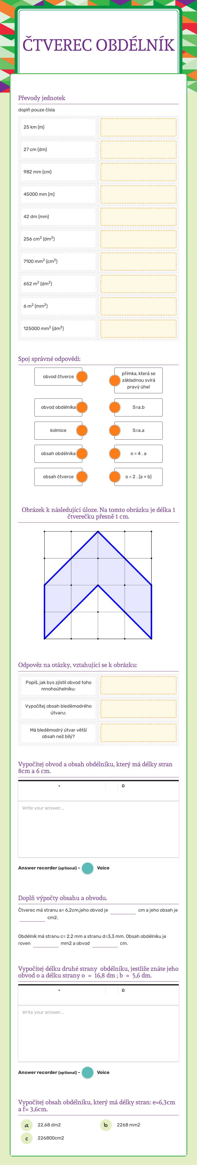 ČTVEREC
OBDÉLNÍK Grade 6 worksheet preview