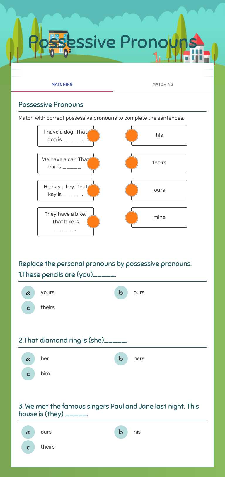 Possessive Pronouns worksheet preview image