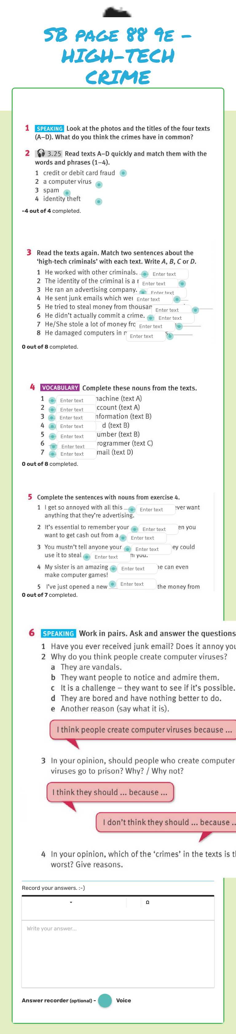 SB page 88 9e - HIGH-TECH CRIME Grade 10 worksheet preview