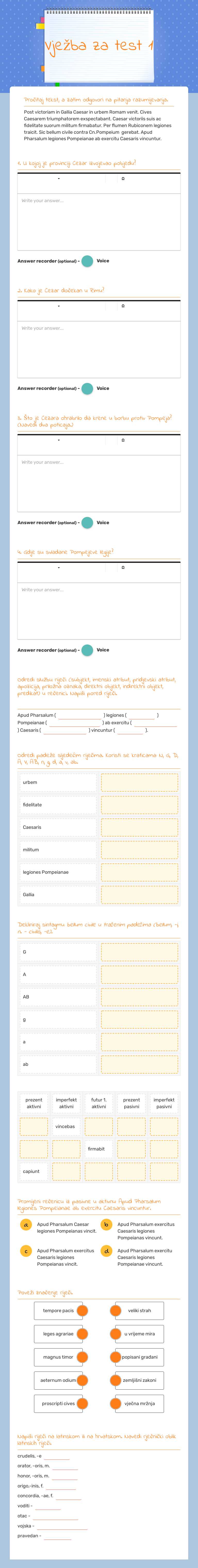 Vježba za test 1 worksheet preview image
