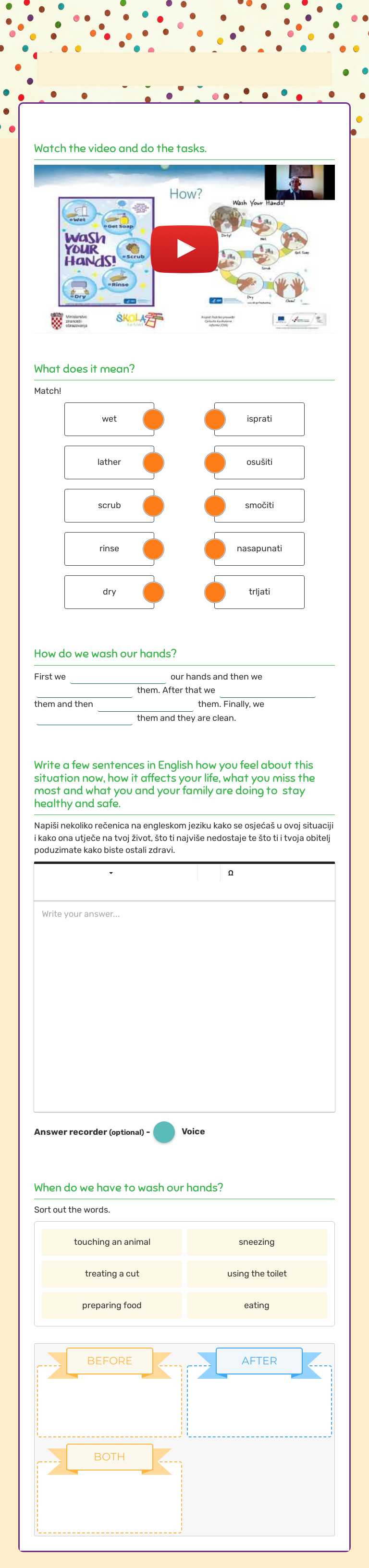 wash your hands! worksheet preview image
