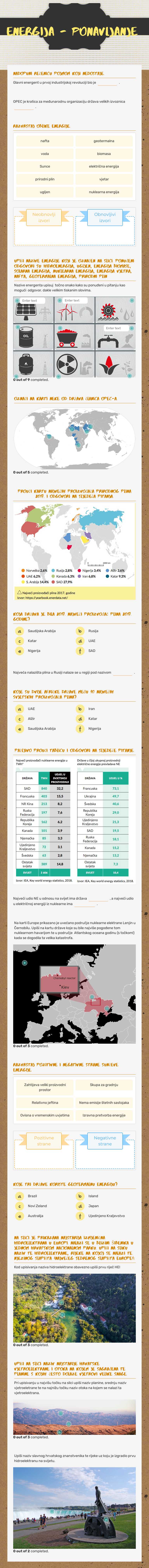 ENERGIJA - PONAVLJANJE Grade 10 worksheet preview
