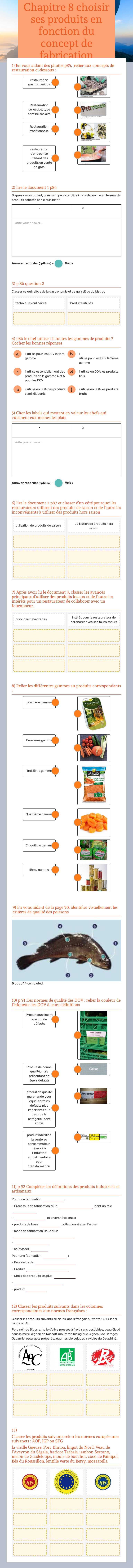 Chapitre 8 choisir ses produits en fonction du concept de fabrication worksheet preview image