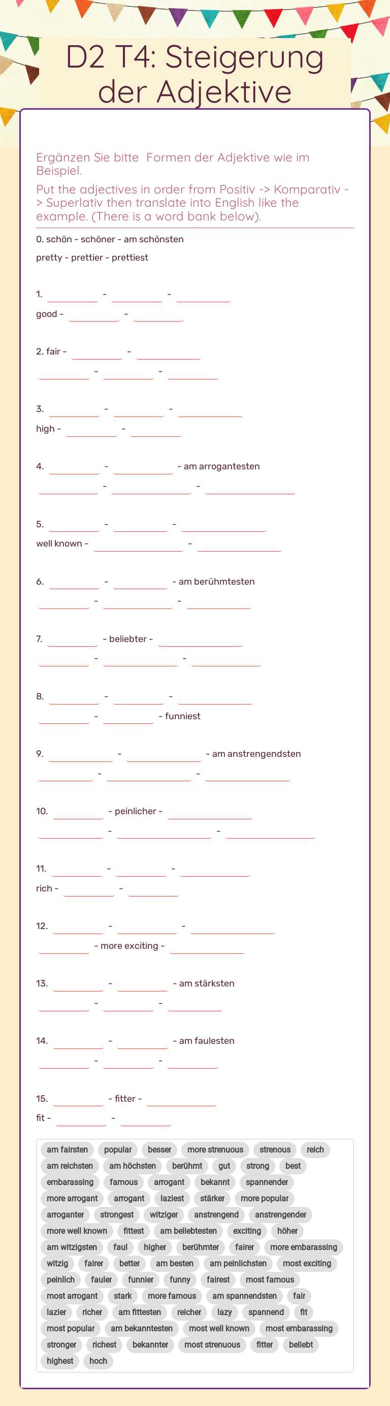 D2 T4: Steigerung der Adjektive worksheet preview image