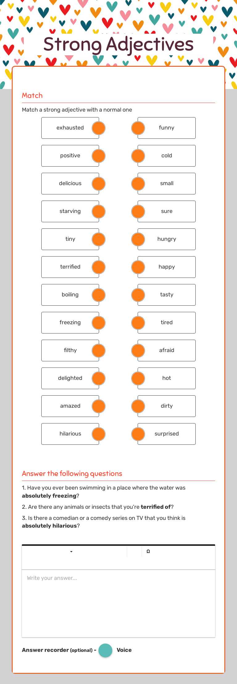 Strong Adjectives worksheet preview image