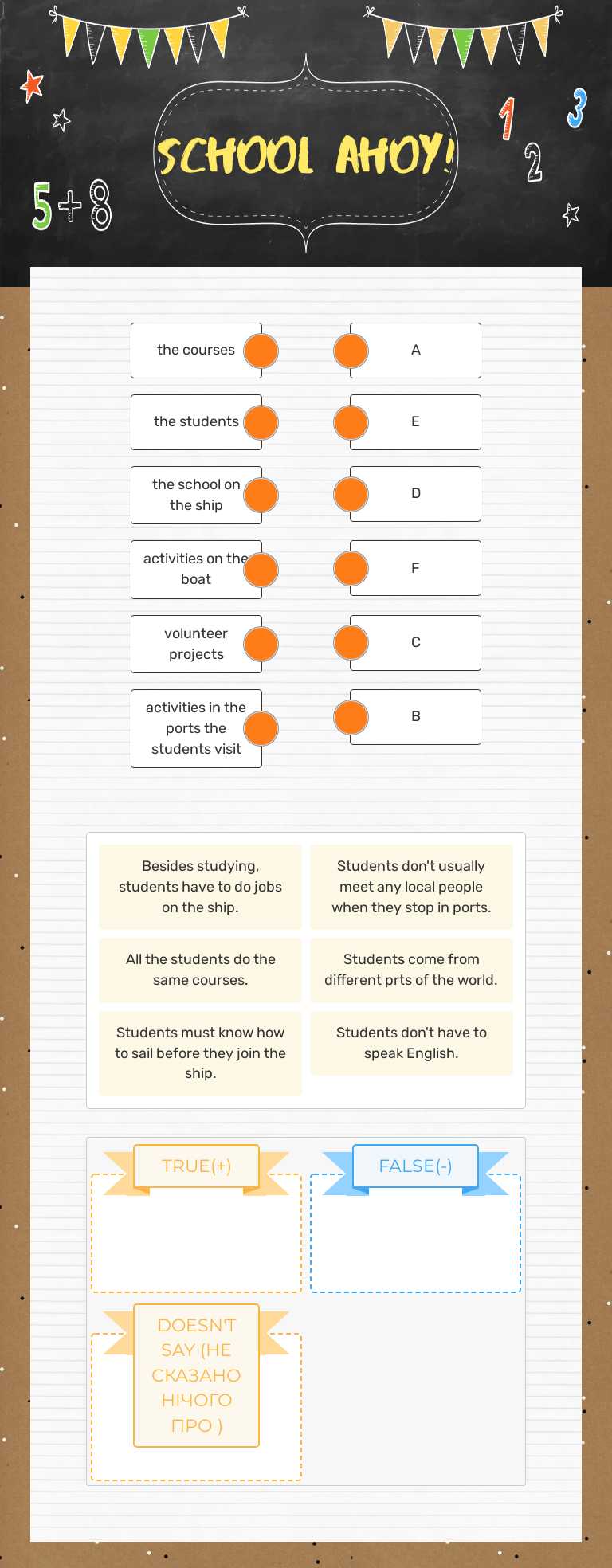 school ahoy! Grade 9 worksheet preview