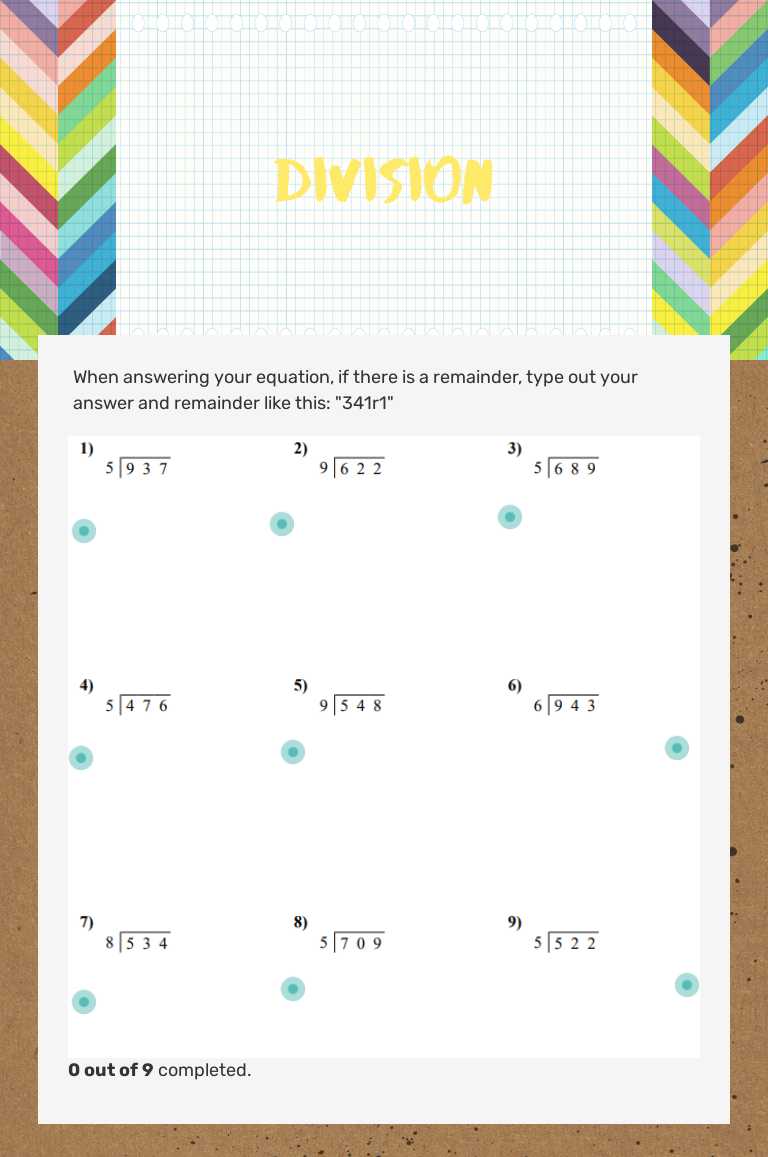 dIVISION worksheet preview