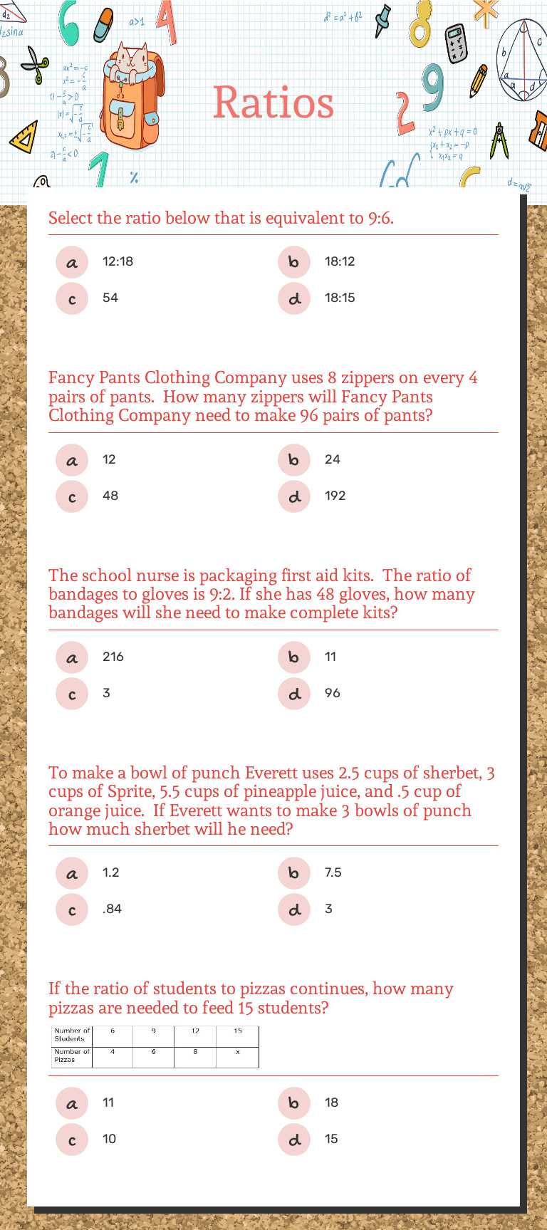 Ratios worksheet preview
