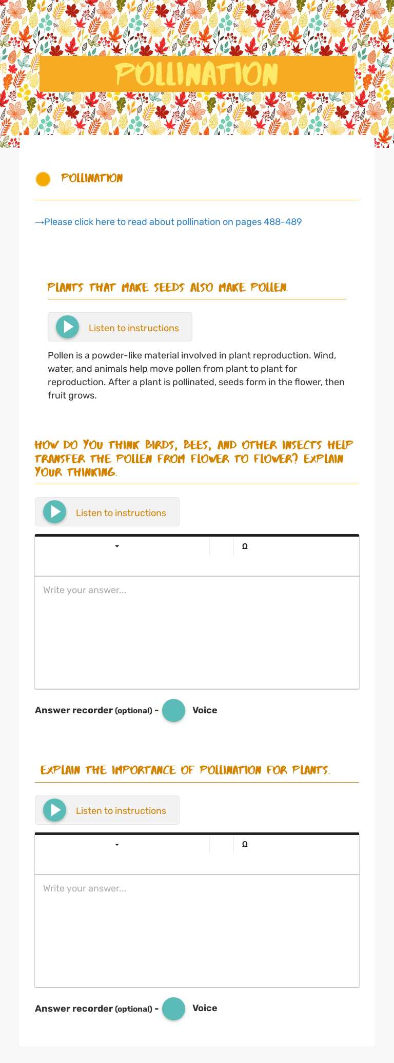 Pollination worksheet preview image