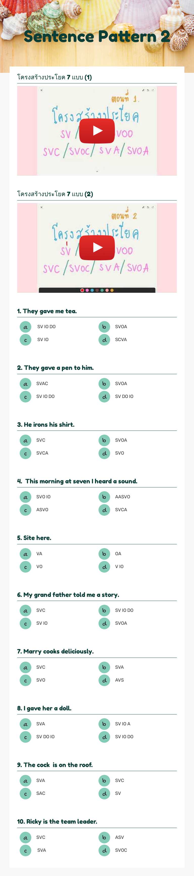 Sentence Pattern 2 worksheet preview