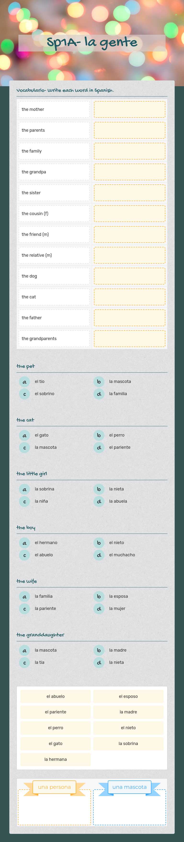 Sp1A- la gente worksheet preview image