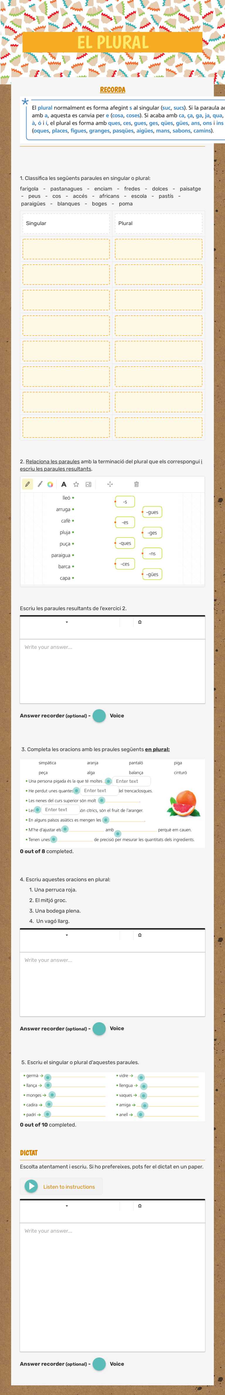 ELS PLURALS Grade 3 worksheet preview