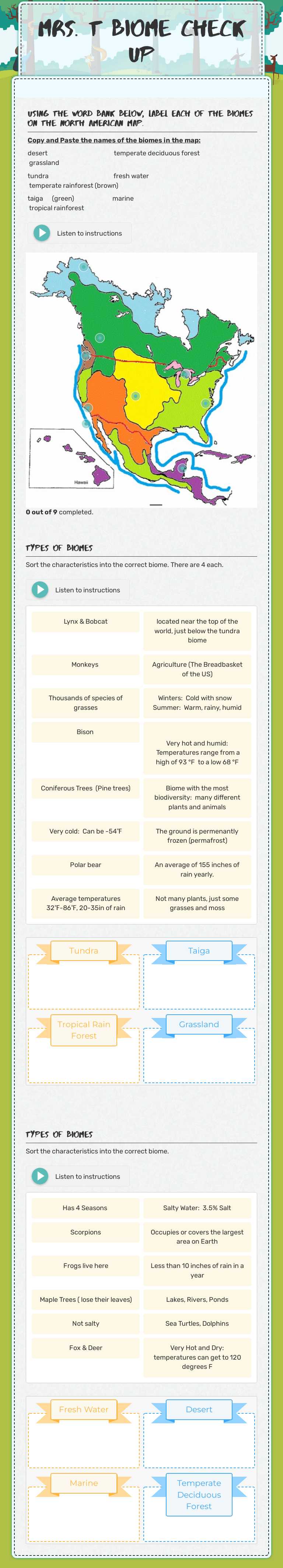 Mrs. T Biome Check up worksheet preview image