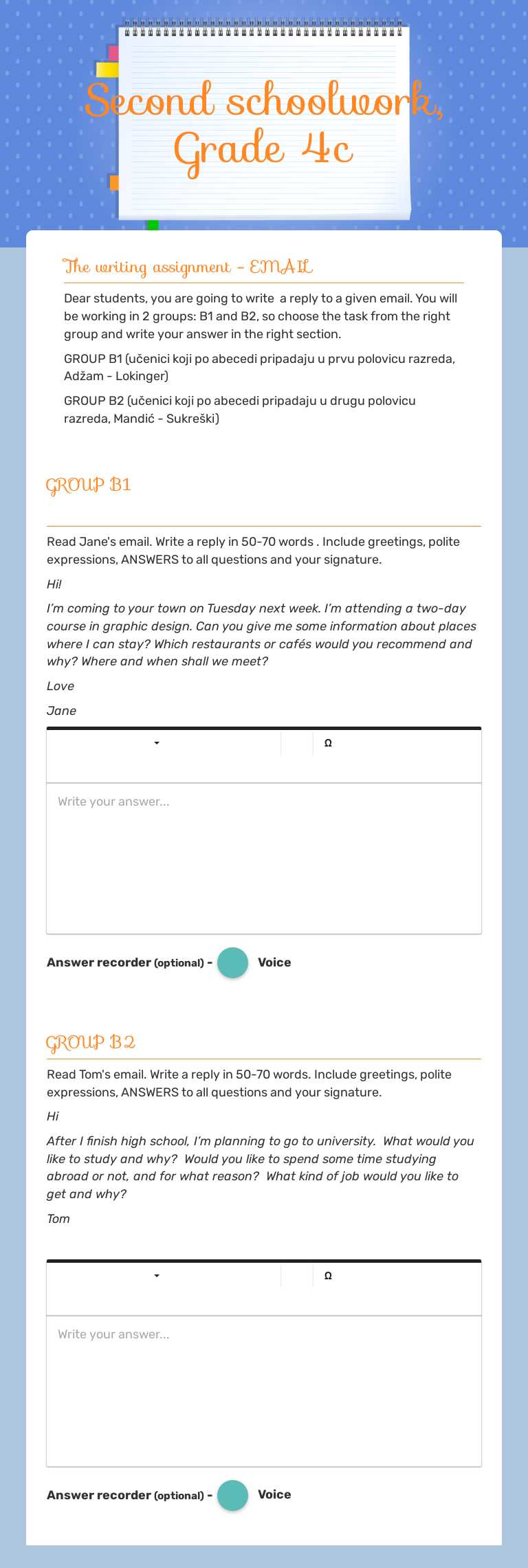 Second schoolwork, Grade 4c Grade 12 worksheet preview