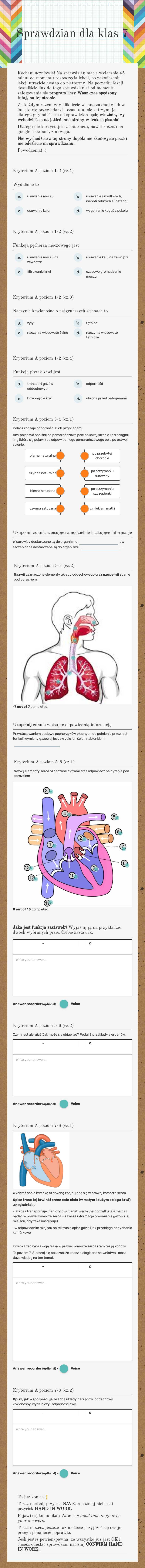 Sprawdzian 
dla klas 7 worksheet preview image