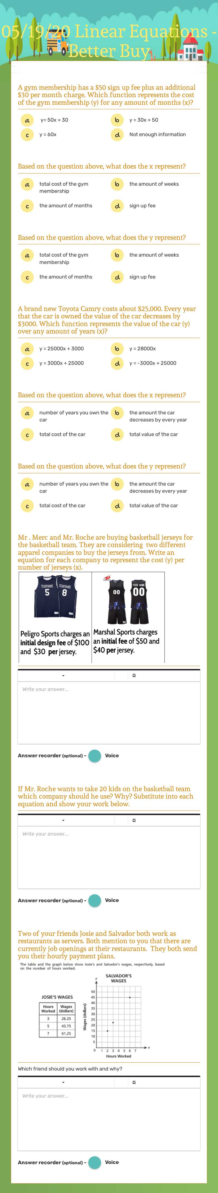 05/19/20 Linear Equations - Better Buy worksheet preview image