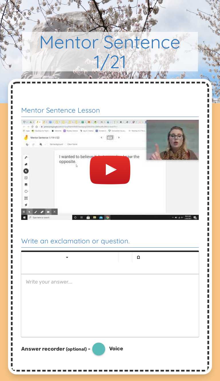 Mentor Sentence 1/21 worksheet preview image