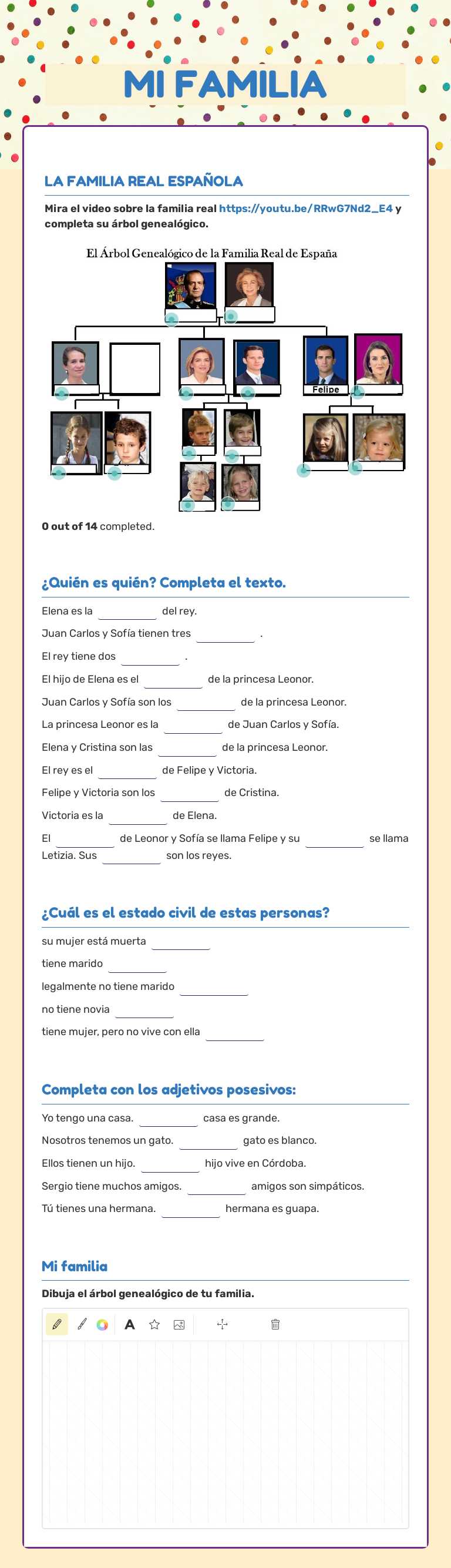 MI FAMILIA worksheet preview image