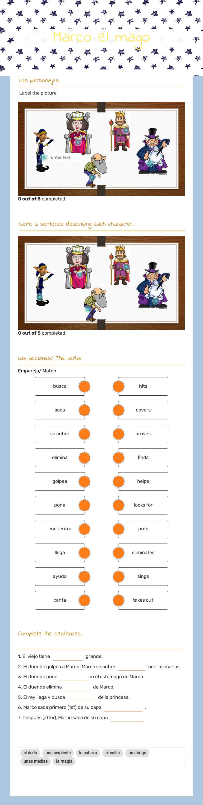 Marco el mago Grade 5 worksheet preview