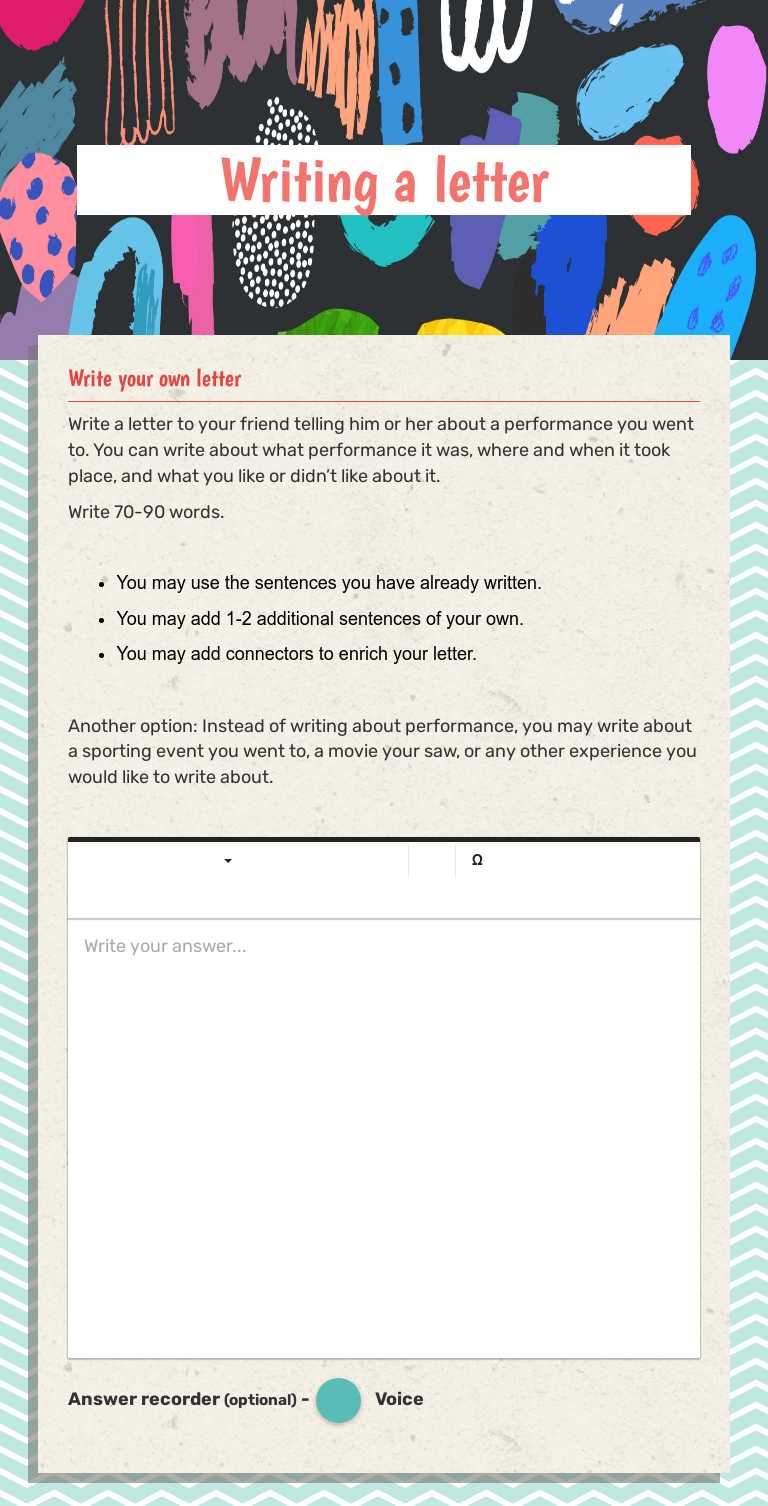 Writing a letter worksheet preview image