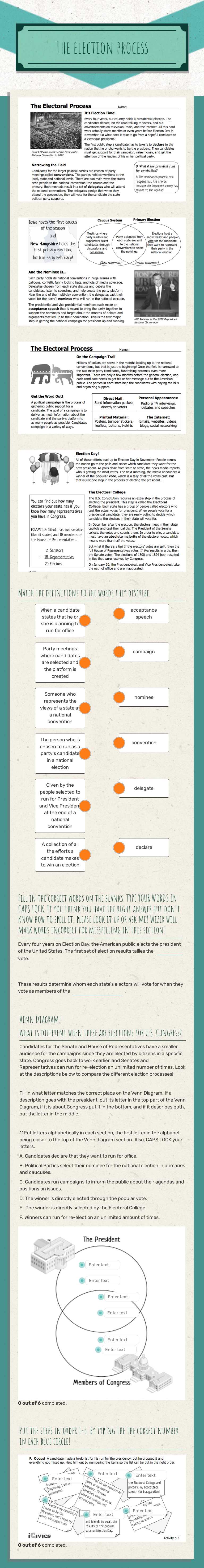 The election process worksheet preview image