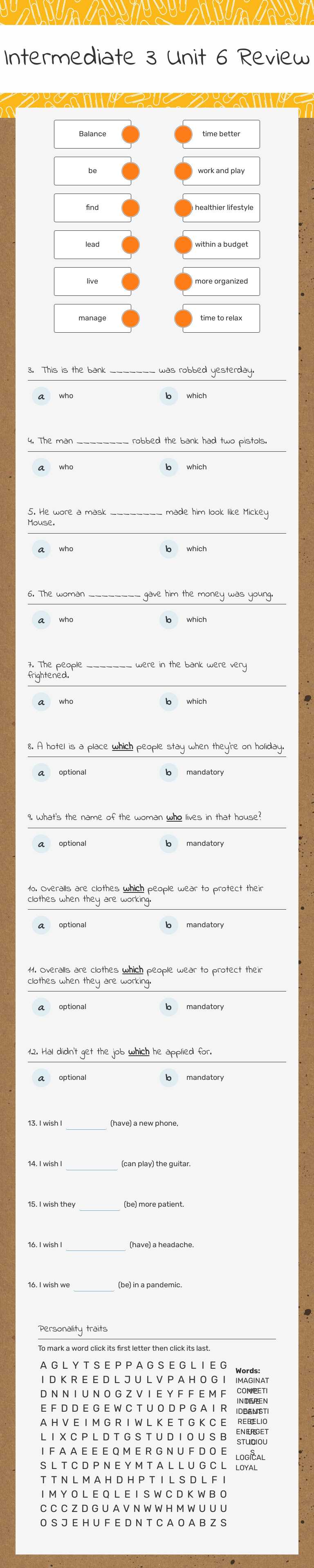 Intermediate 3
Unit 6 Review worksheet preview image