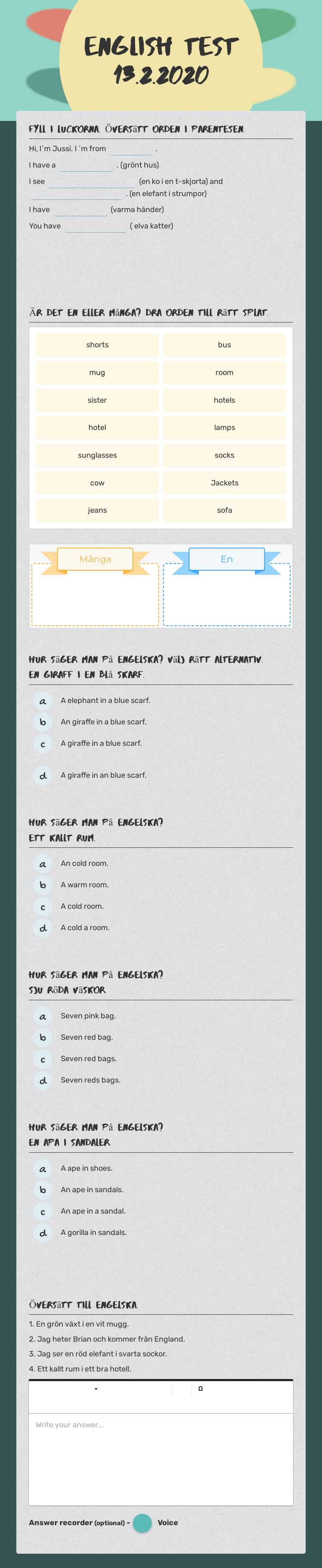 English test
13.2.2020 Grade 3 worksheet preview
