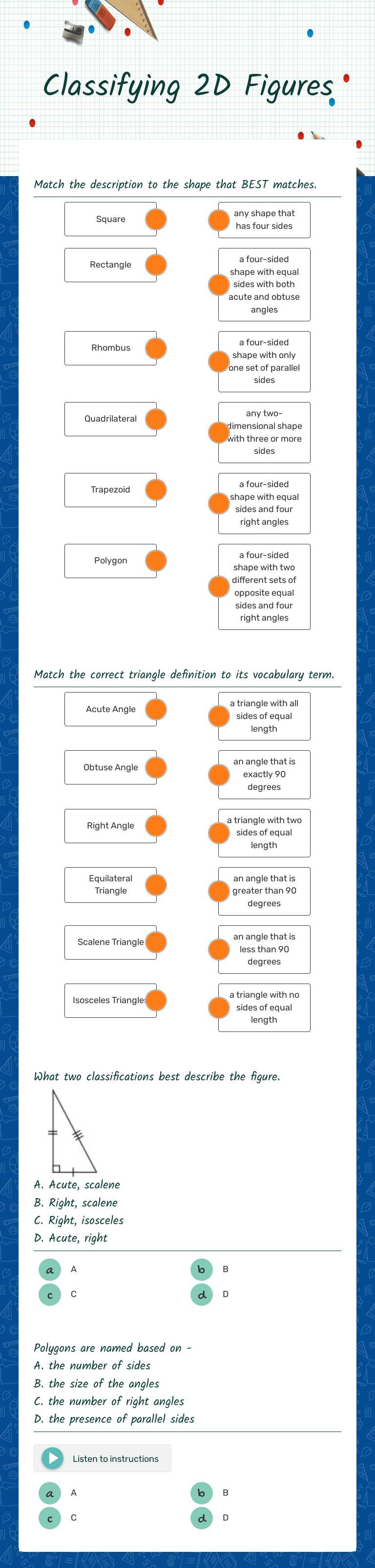 Classifying 2D Figures Grade 5 worksheet preview