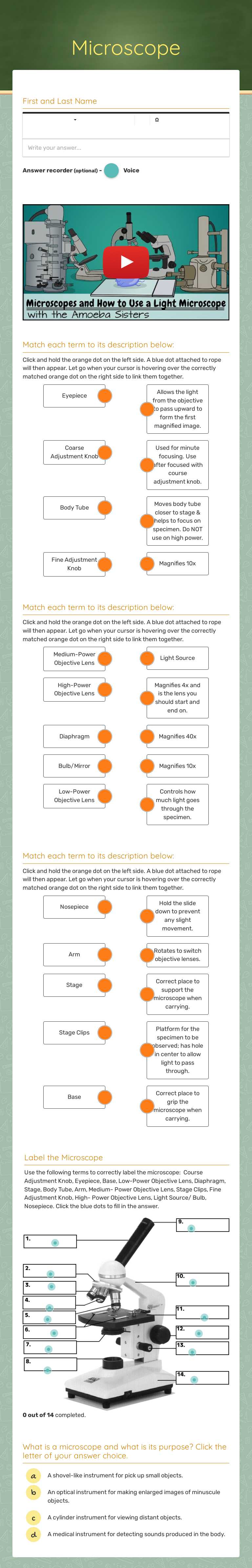 Microscope worksheet preview image