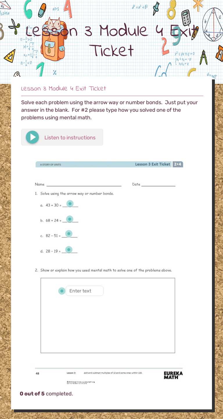 Lesson 3 Module 4  Exit Ticket worksheet preview image