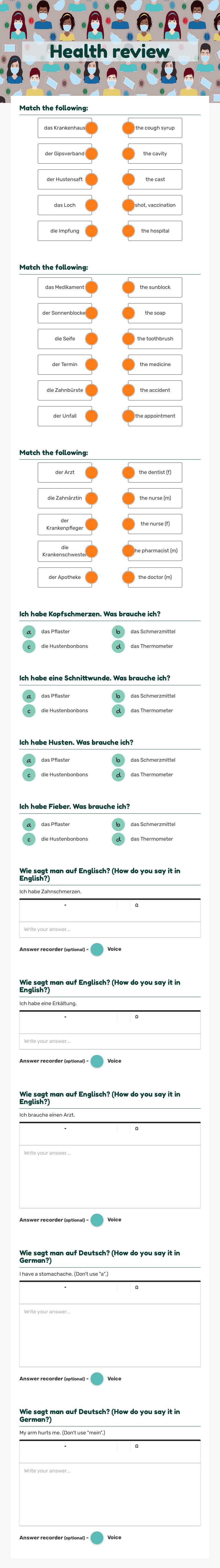 Health review worksheet preview image