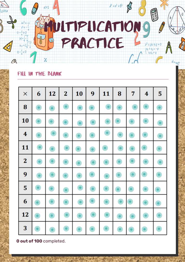 Multiplication Practice worksheet preview image