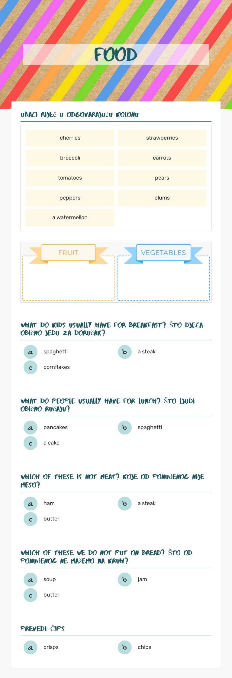 FOOD worksheet preview image