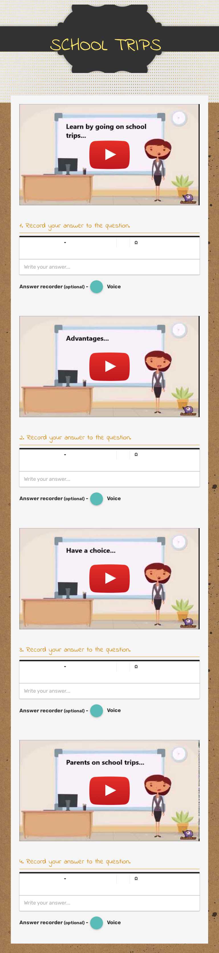 SCHOOL TRIPS worksheet preview image