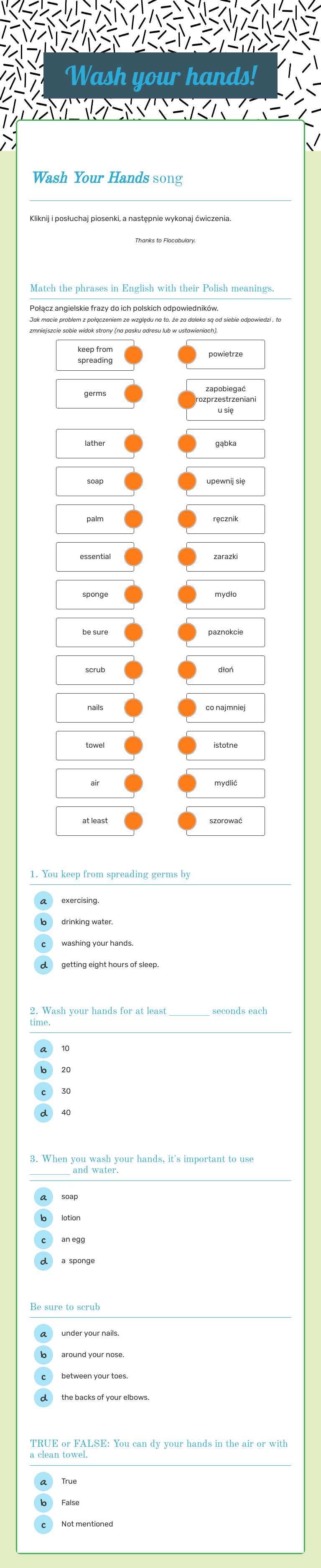 Wash your hands! worksheet preview image
