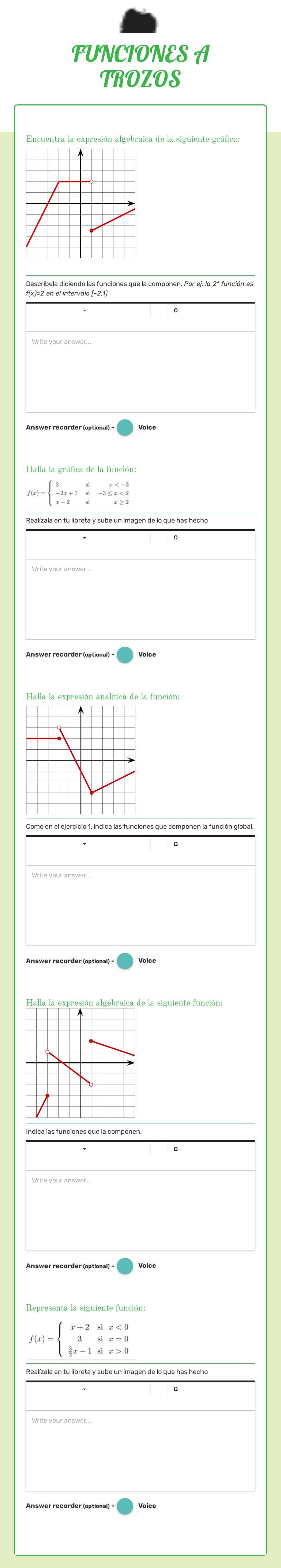 FUNCIONES A TROZOS worksheet preview image