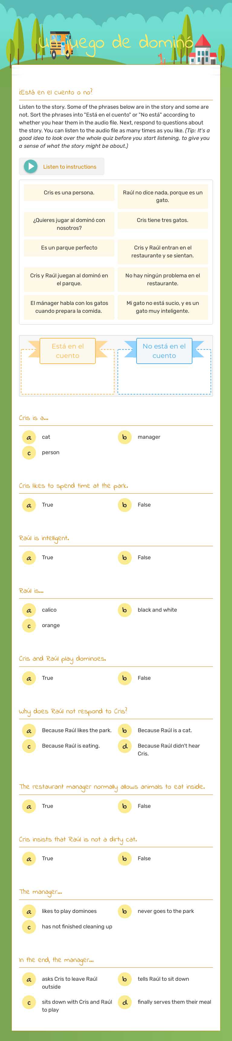 Un juego de dominó worksheet preview image