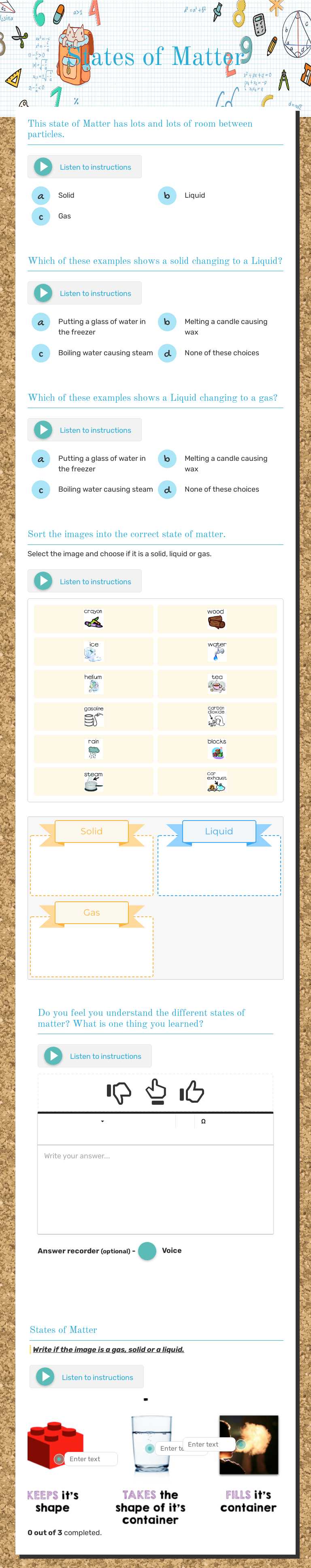 States of Matter worksheet preview image