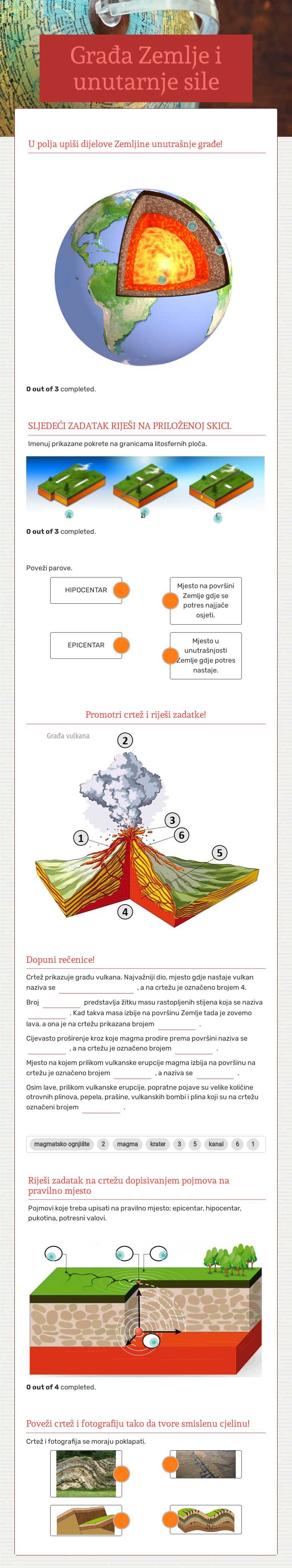 Građa Zemlje i unutarnje sile worksheet preview image