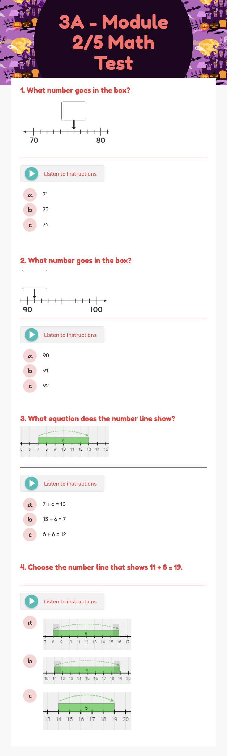 3A - Module 2/5 Math Test worksheet preview image