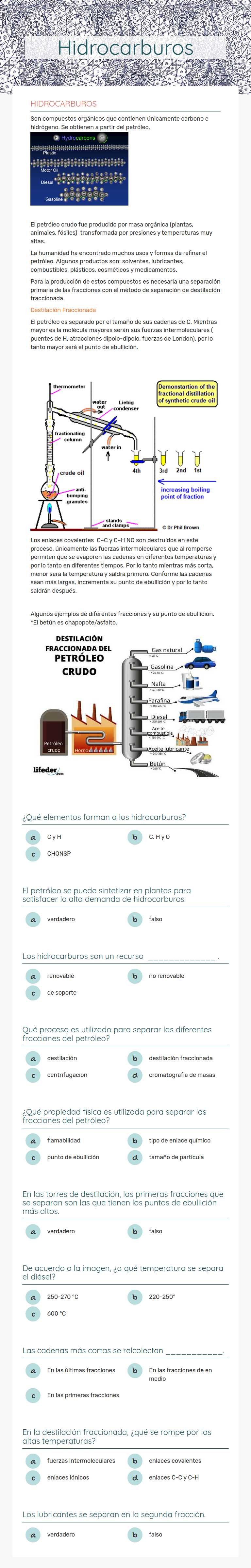Hidrocarburos worksheet preview image
