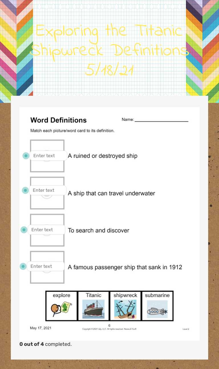 Exploring the Titanic Shipwreck Definitions 5/18/21 worksheet preview image