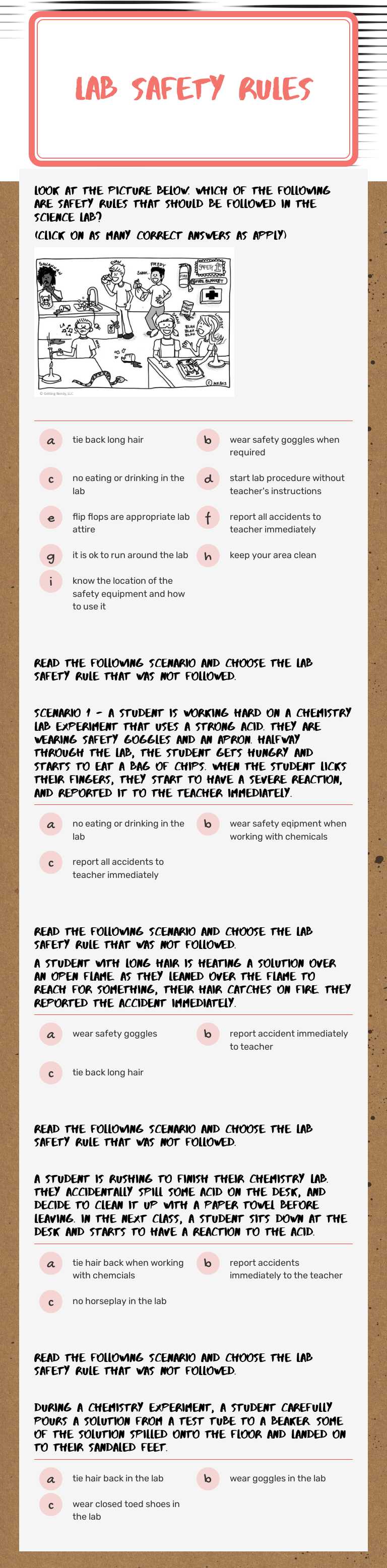 Lab Safety Rules worksheet preview image