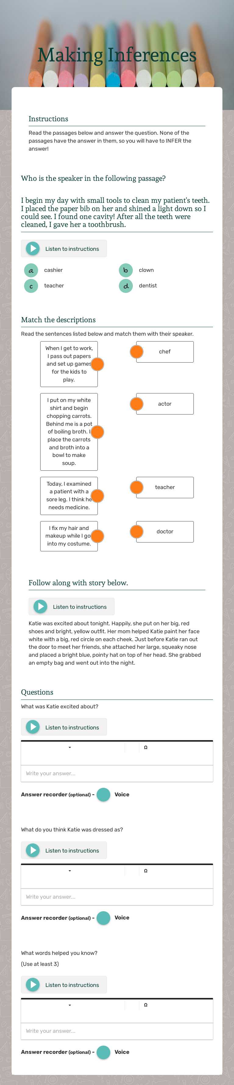 Making Inferences worksheet preview image