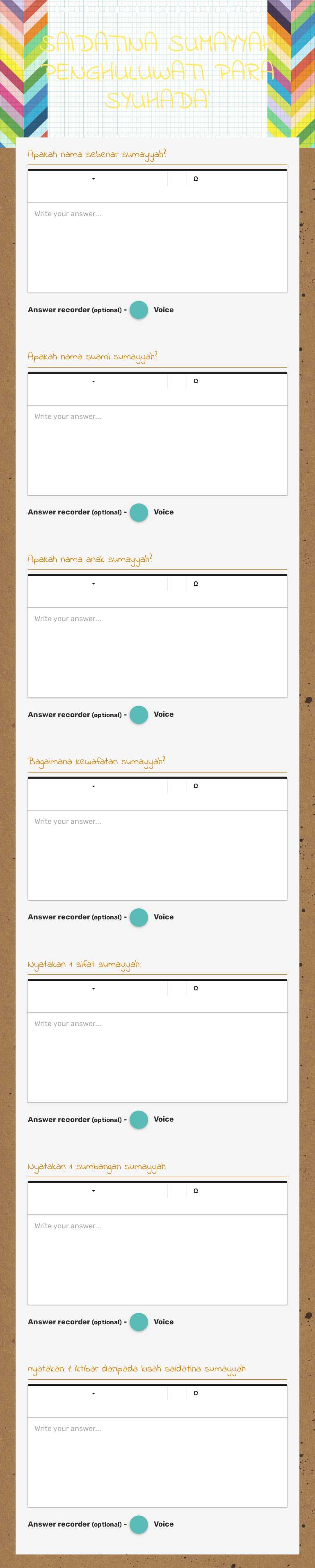 SAIDATINA SUMAYYAH PENGHULUWATI PARA SYUHADA' worksheet preview